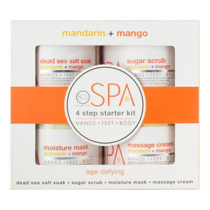Organic mandarin and mango 4-step spa kit for brightening and hydrating skin