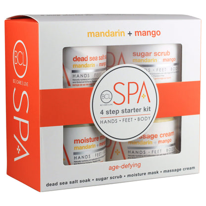 Organic mandarin and mango 4-step spa kit for brightening and hydrating skin