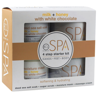 Organic milk and honey 4-step spa kit for nourishing and hydrating skin