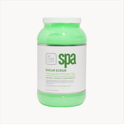 Botanical sugar scrub with lemongrass and green tea for exfoliating and refreshing skin