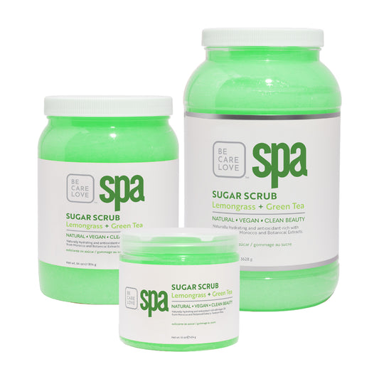Botanical sugar scrub with lemongrass and green tea for exfoliating and refreshing skin