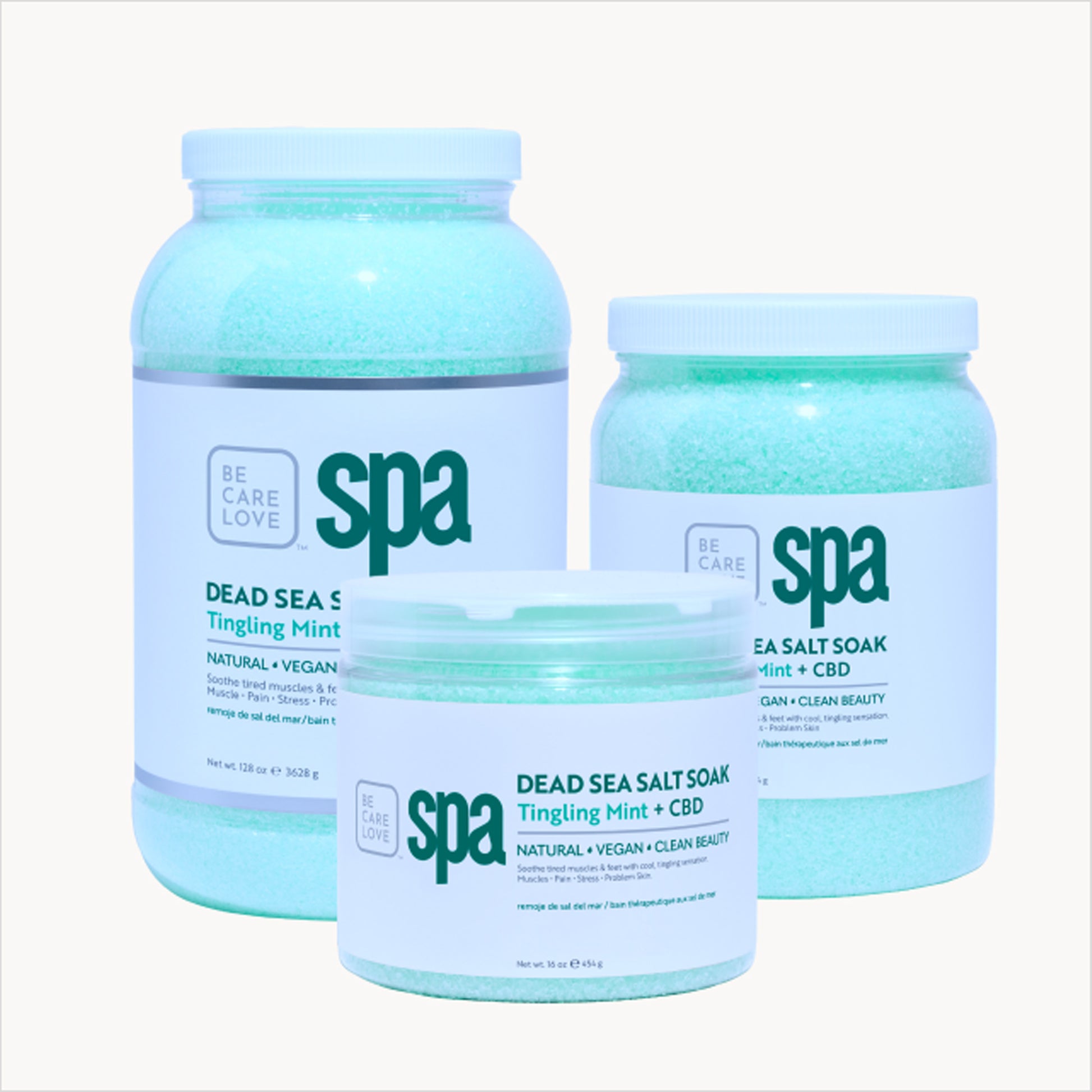 Revitalizing mint Dead Sea salt soak with hemp and eucalyptus