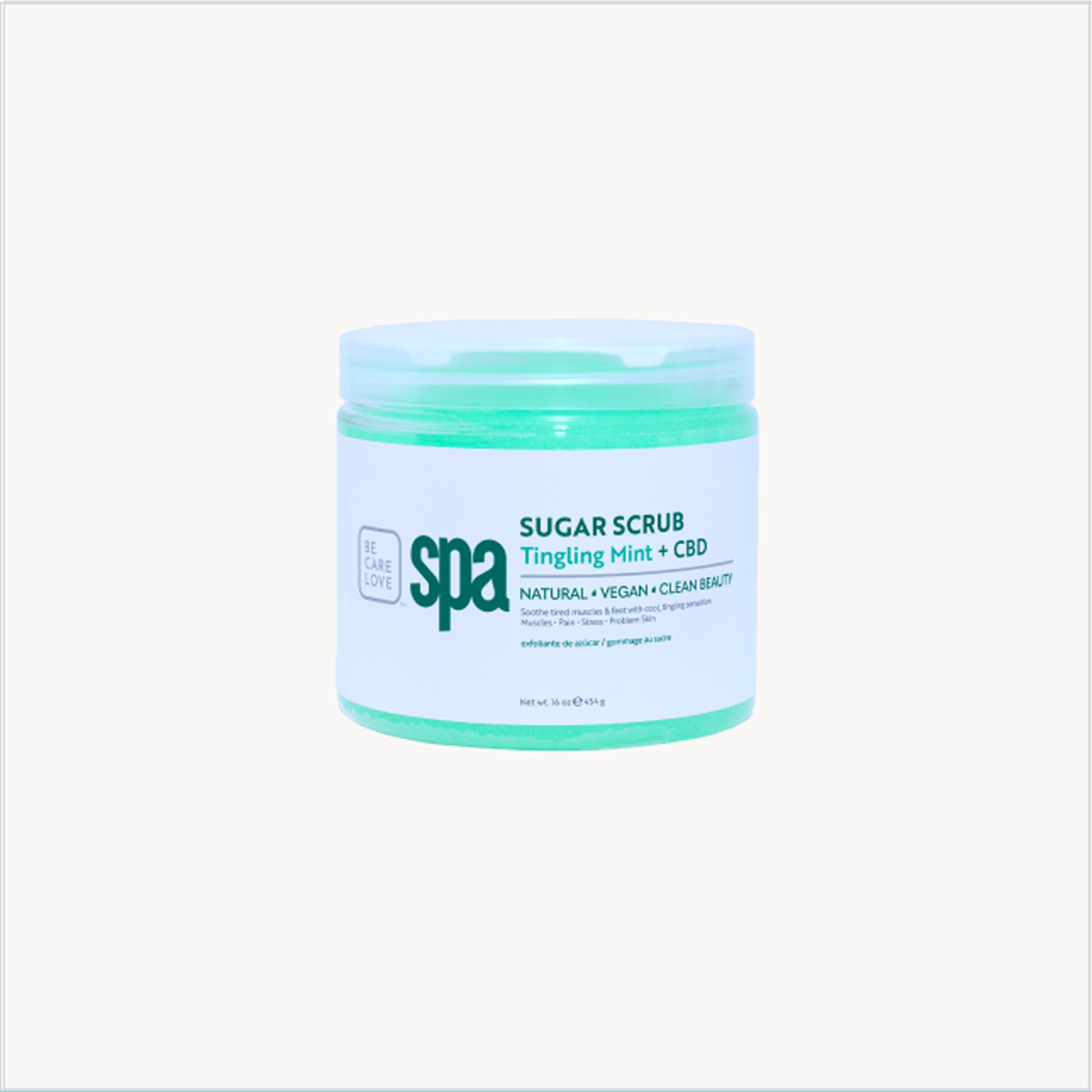 Mint sugar scrub with hemp and essential oils for exfoliating and moisturizing