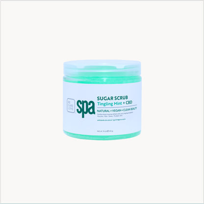 Mint sugar scrub with hemp and essential oils for exfoliating and moisturizing