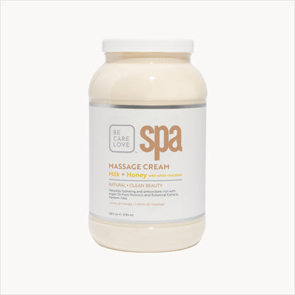 Nourishing massage cream with milk, honey, and white chocolate