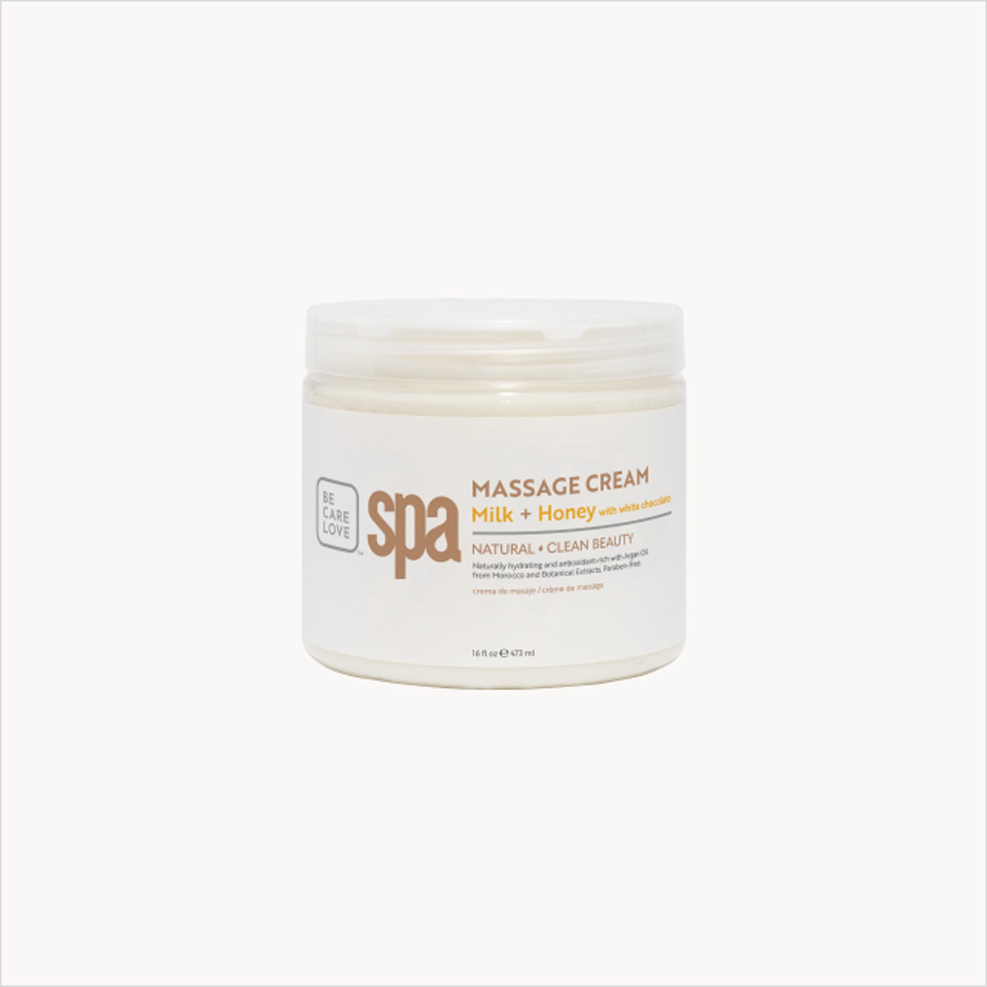 Nourishing massage cream with milk, honey, and white chocolate